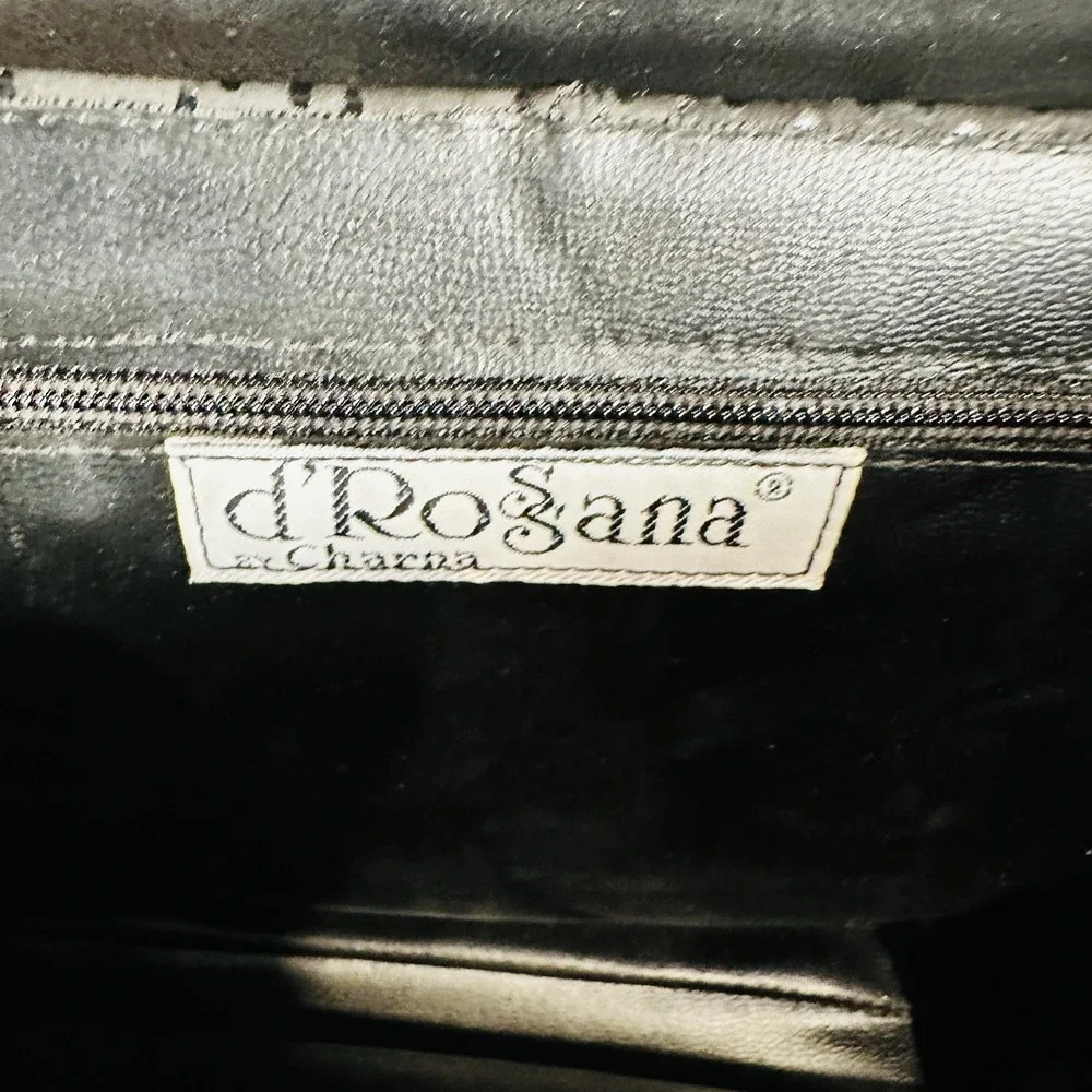 Vintage d'Rossana by‎ Charna Black Stingray Leather (Shagreen) Handbag – Gold